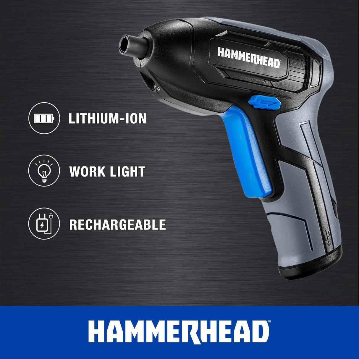 Destornillador inalámbrico Hammerhead recargable de 4 V con broca de 9 piezas - HCSD040 - DIGVICE MX