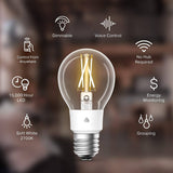 Kasa Smart Wi-Fi LED Bombilla, Filamento A19 E26 Bombilla inteligente, Blanco suave 2700K, Regulable, No requiere concentrador, Compatible con Alexa y Asistente de Google, Estilo antiguo vintage (KL50) - DIGVICE MX