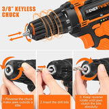 EnerTwist Taladro inalámbrico de 20 V máx., juego de taladro eléctrico de 3/8 pulgadas con batería de iones de litio y cargador, velocidad variable, 19 posiciones y 28 piezas Taladro/Kit de accesorios para conductor/taladro, ET-CD-20 - DIGVICE MX