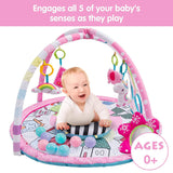 Amagoing Baby Gym Play Mat, Gimnasio de actividades para bebés 4 en 1 con 6 juguetes desmontables y hoyo de pelota para el descubrimiento del desarrollo de habilidades motoras y sensoriales de los niños pequeños, para bebés de 0 a 12 meses - DIGVICE MX