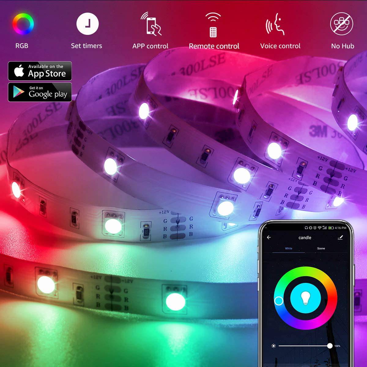 LE LED Tira de luces, WiFi Smart 32.8 pies tiras LED que cambian de color, SMD 5050 LED cuerda de luz, aplicación y control remoto, cinta de luz para dormitorio, hogar y cocina - DIGVICE MX