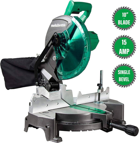 Sierra ingletadora Metabo HPT de 10 pulgadas | Bisel simple | Compuesto | Motor de 15 amperios | C10FCGS - DIGVICE MX