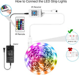 DAYBETTER Luces LED inteligentes de 32.8 pies, tiras de luces LED controladas por aplicación con control remoto de 24 teclas, tira de luces LED con temporizador, luces LED que cambian de color para dormitorio, fiesta, cocina - DIGVICE MX