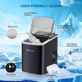 Techdorm  - Máquina para hacer hielo para encimera, 9 cubitos de hielo de bala listos en 6-8 minutos, máquinas de hielo portátiles de 26 libras/24 horas, 2 tipos de tamaño de hielo - DIGVICE MX
