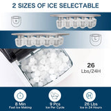 Techdorm  - Máquina para hacer hielo para encimera, 9 cubitos de hielo de bala listos en 6-8 minutos, máquinas de hielo portátiles de 26 libras/24 horas, 2 tipos de tamaño de hielo - DIGVICE MX