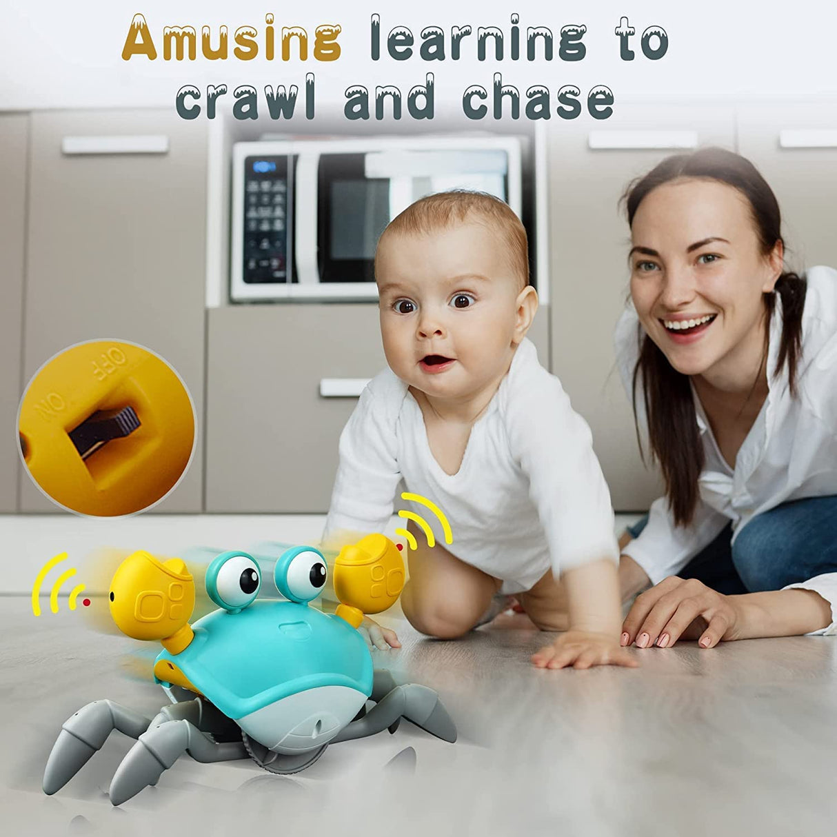 Yeaye Crawling Crawling Crawl Baby Toy Gifts, Juguetes para el tiempo de barriga para bebés, Cute Dancing Walking Moving Baby Cangrejos de inducción sensorial - aa01