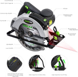 Sierra circular con cable GALAX PRO 12A 5500RPM con hoja de sierra circular de 7-1/4" y guía láser Profundidad máxima de corte 2.45" (90°), 1.81" (45°) para cortar madera y troncos - DIGVICE MX