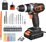 MAIBERG Taladro inalámbrico, juego de pistola de tornillo de energía eléctrica con batería de 20 V 2 Ah, 26 accesorios, par máximo de 300 libras (300 in-lb), cargador de 1.3 A, portabrocas de 3/8 pulgadas, 2 velocidades variables - DIGVICE MX