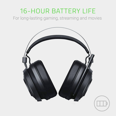 Razer Nari Essential Wireless 7.1 Surround Sound Gaming Headset: THX Spatial Audio - Diadema de ajuste automático y copas giratorias - Ajuste automático - Micrófono plegable - solo para PC, PS4, PS5 - Negro