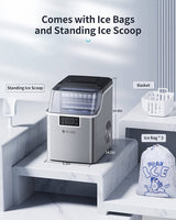 Ecozy - Encimera portátil para hacer hielo, 44 libras por día, 24 cubos listos en 13 minutos, 2 formas de añadir agua, máquina de hielo autolimpiante - DIGVICE MX