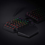 Redragon K585 DITI Teclado mecánico para juegos RGB con una sola mano, teclado para juegos profesional tipo C con 7 teclas macro integradas, reposamuñecas desmontable, 42 teclas (interruptor negro-azul)