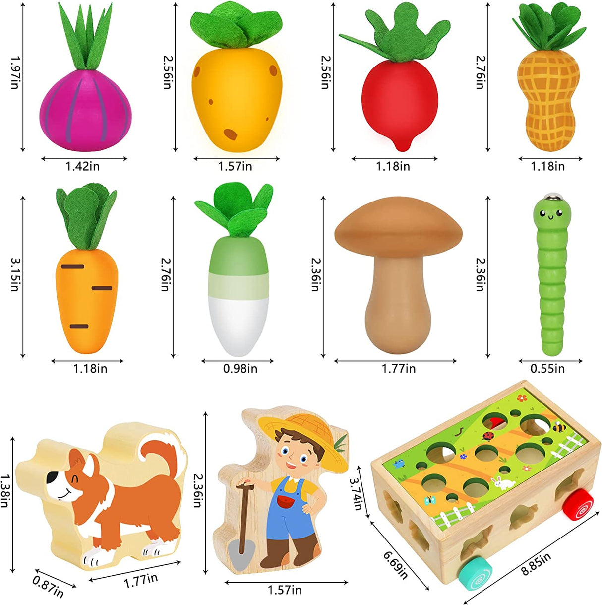 Ellinjan - Juguetes Montessori de madera para niños y niñas pequeños, juguetes de animales de granja - B0B2MVZLT6