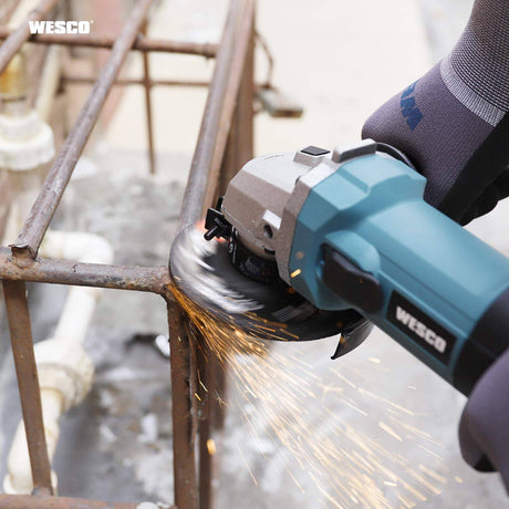 WESCO - Herramienta de amoladora angular de 6 amperios, 11000 RPM, amoladora angular de 4-1/2 pulgadas con mango auxiliar, llave inglesa, protección de seguridad para moler, cortar, 3 ruedas de molienda de metal - DIGVICE MX
