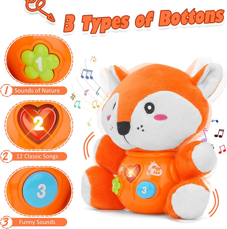 Daboot - Juguete musical para bebés, lindos juguetes de zorro para bebés - B091N8YRNF