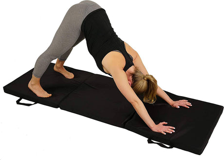 Sunny Health & Fitness Colchoneta plegable para gimnasia, extra gruesa con asas de transporte, para ejercicio, yoga, fitness, aeróbic, artes marciales, cardio