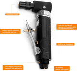 YON.SOU. Amoladora de troquel de aire - 1/4", ángulo recto, 20 000 RPM, potencia neumática, bloqueo de seguridad, 90 grados, mini, amoladora de troquel en ángulo para moler, pulir, cortar y más - DIGVICE MX