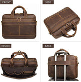 Augus  - Bolso de mensajero de cuero para hombres Mochila de viaje vintage Maletín para computadora portátil de 17 pulgadas Bolsos de hombro