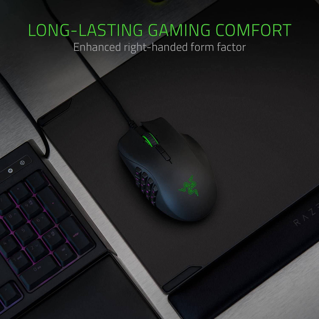 Razer Naga Trinity - Ratón para juegos: Sensor óptico de 16,000 DPI - Iluminación Chroma RGB - Placa lateral intercambiable con configuraciones de 2, 7, 12 botones - Interruptores mecánicos