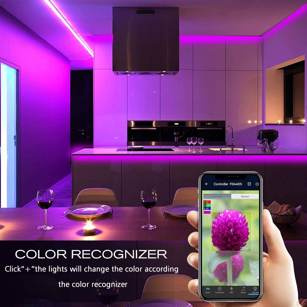 DAYBETTER Tira de luces LED de 16.4 pies y 5 m, cambio de color flexible 5050 RGB 150 LED Kit de tiras de luz que funciona con la aplicación - DIGVICE MX
