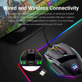 Redragon M801 Ratón para juegos LED RGB retroiluminado MMO 9 Botones programables Ratón con macro Grabación Botones laterales Botón de disparo rápido 16000 DPI para Windows PC Gamer (Inalámbrico, Negro)