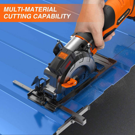Sierra circular inalámbrica EnerTwist de 20 V máx. de 4-1/2" con batería de litio de 4,0 Ah y cargador, incluye láser y guía paralela, hojas de corte multifunción de metal blando de plástico para madera, adaptador de aspiradora, ET-CS-20C... - DIGVICE MX
