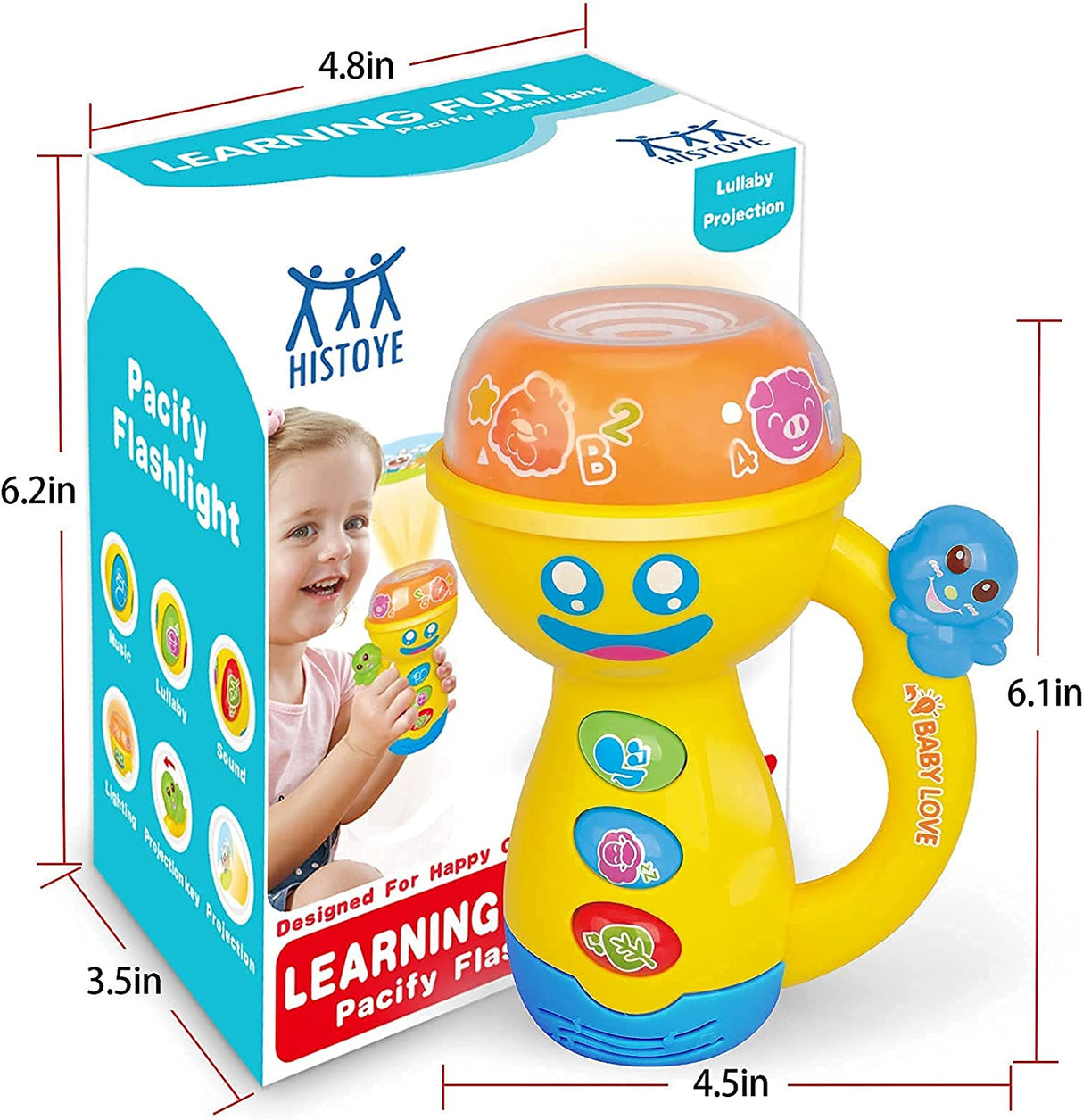 HISTOYE - Linterna musical para niños, juguetes para niños pequeños, proyector de luz nocturna - B096FS9G1Y