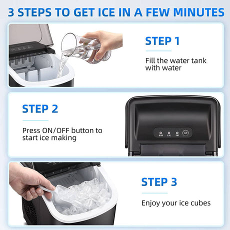 AGLUCKY Máquina para hacer hielo en la encimera, máquina portátil para hacer hielo con mango, máquina para hacer hielo autolimpiante, 26 libras/24 horas, 9 cubitos de hielo listos en 8 minutos, para el hogar/oficina/cocina - DIGVICE MX