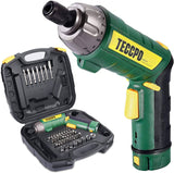 Destornillador inalámbrico, 45 piezas 6 N.m, destornillador eléctrico TECCPO 4 V, 9+1 engranajes de par, destornillador inalámbrico recargable con iones de litio de 2000 mAh, portabrocas hexagonal de 1/4 pulgadas, 2 LED, 2 posiciones ajustables - DIGVICE MX