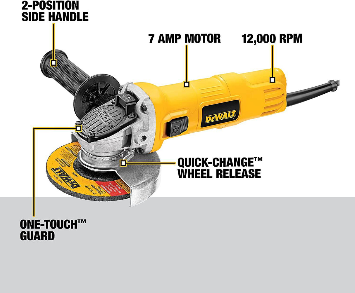 Amoladora angular DEWALT, protector de un toque, 4-1/2 pulgadas (DWE4011) - DIGVICE MX