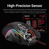 Redragon M602 RGB Ratón para juegos con cable RGB Spectrum Retroiluminado Ratón ergonómico Griffin programable con 7 modos de retroiluminación hasta 7200 DPI para jugadores de PC con Windows (negro)
