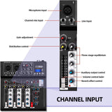 Depusheng HT4 Consola de DJ digital portátil profesional compatible con Bluetooth con mezclador de 4 canales USB Placas de mezcla de interfaz de audio para grabación de estudio, negro