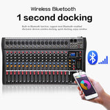 Fineshine Mezclador de audio de 12 canales Consola de mezcla de sonido con USB Bluetooth, entrada de grabación de PC, conector de micrófono XLR, alimentación de 48 V, entrada/salida RCA para profesionales y principiantes (12 canales)