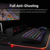 Redragon K552 Teclado mecánico para juegos RGB LED Arco iris retroiluminado Teclado con cable con interruptores rojos para Windows Gaming PC (87 teclas, negro)