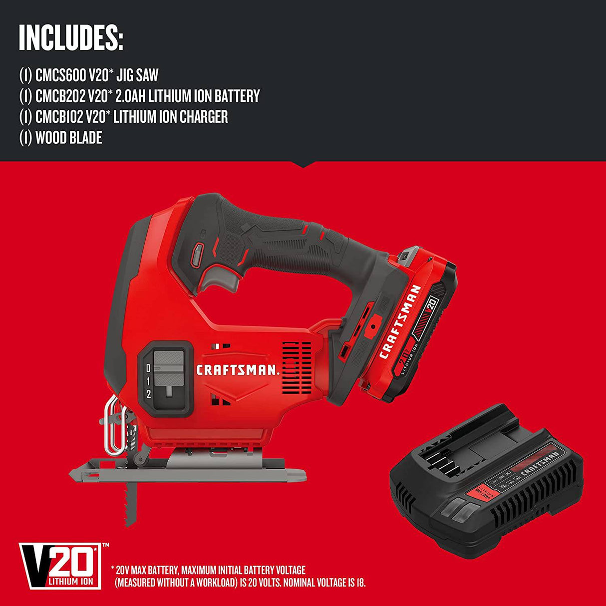 Kit de sierra caladora inalámbrica CRAFTSMAN V20* (CMCS600D1) - DIGVICE MX