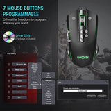 Dacoity - Ratón para juegos con cable, ratón para juegos de PC Gamer Mouse RGB LED 7200 DPI 7 botones programables Plug Play  - Negro