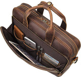 Augus  - Bolso de mensajero de cuero para hombres Mochila de viaje vintage Maletín para computadora portátil de 17 pulgadas Bolsos de hombro