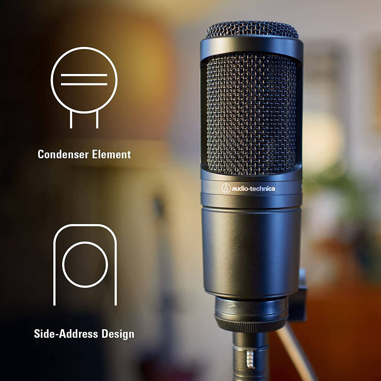 Audio-Technica AT2020  Micrófono XLR de estudio de condensador cardioide, ideal para aplicaciones de estudio de proyectos/casa