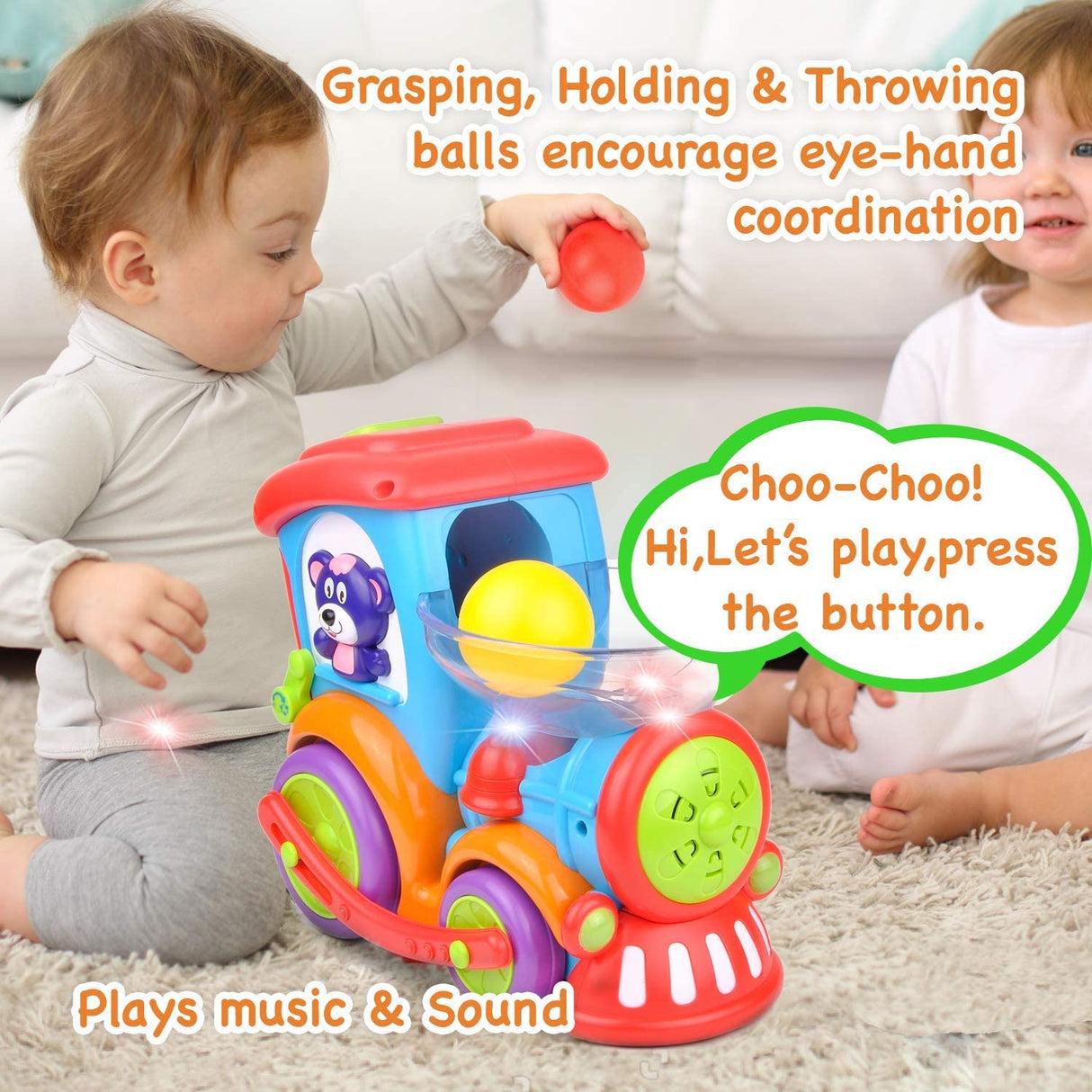 Kidpal Juguete para bebés, juguetes educativos para bebés, luz, música, persecución, estallido de bolas, juguete de coche para bebés - B07W17MX4B