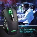 Dacoity - Ratón para juegos con cable, ratón para juegos de PC Gamer Mouse RGB LED 7200 DPI 7 botones programables Plug Play  - Negro
