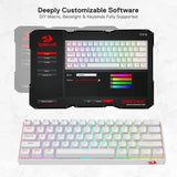 Redragon K530 Pro Draconic - Teclado mecánico 60 % inalámbrico RGB, Bluetooth/2,4 GHz/con cable, 3 modos, 61 teclas