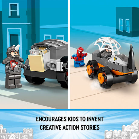 LEGO Marvel Spidey Hulk vs. Rhino Truck Showdown 10782 Juego de juguetes de construcción para niños, niños y niñas a partir de 4 años (110 piezas)