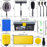 AUTODECO - Juego de 23 herramientas de limpieza para lavado de autos, juego de brochas para taladro de auto, con cepillo para detalles de autos, manopla de lavado, toallas de manopla de arcilla, cepillo para llantas, raspador de ventanas,