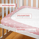 MOONSEA - Funda para colchón Pack and Play, sábanas acolchadas ajustables para niña, sábanas suaves y transpirables para parque de juegos de 39 x 27 x 5 pulgadas, se adapta a Graco Play Yards y colchón plegable (estrella rosa) - DIGVICE MX