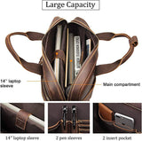 Augus  - Bolso de mensajero de cuero para hombres Mochila de viaje vintage Maletín para computadora portátil de 17 pulgadas Bolsos de hombro