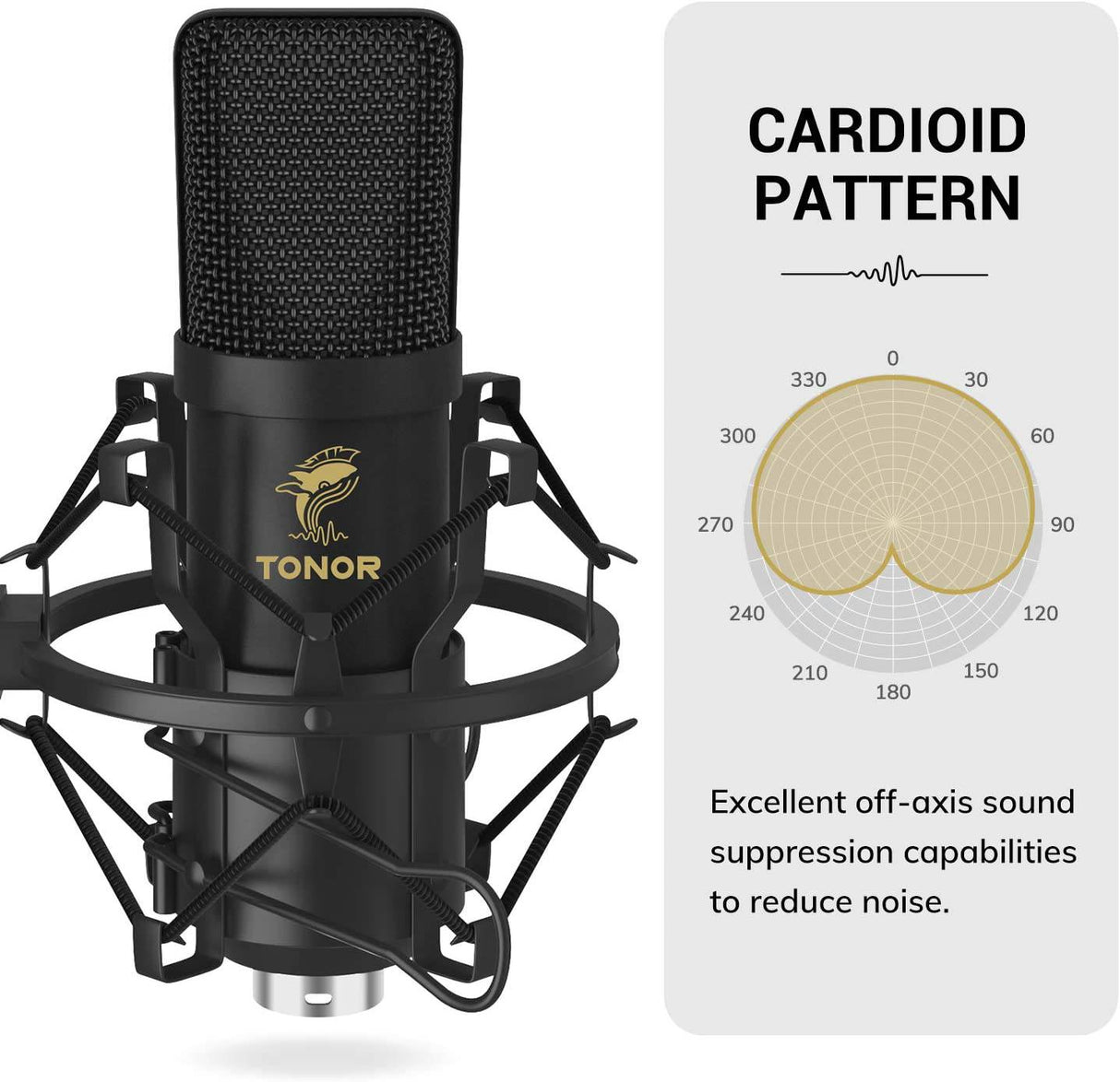 TONOR XLR - Micrófono de condensador, kit de micrófono de estudio cardioide profesional TONOR con brazo de pluma T20, soporte de choque, filtro pop para grabación, podcasting, voz en off, transmisión, Home Studio, YouTube (TC20)