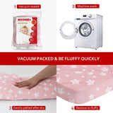 MOONSEA - Funda para colchón Pack and Play, sábanas acolchadas ajustables para niña, sábanas suaves y transpirables para parque de juegos de 39 x 27 x 5 pulgadas, se adapta a Graco Play Yards y colchón plegable (estrella rosa) - DIGVICE MX