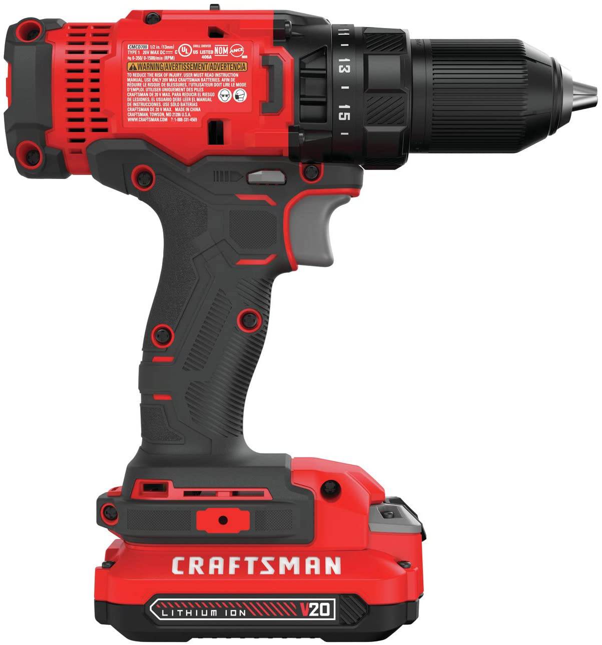 CRAFTSMAN V20 - Juego de taladro/destornillador inalámbrico (CMCD700C1) - DIGVICE MX