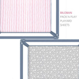 BILOBAN - Sábana bajera Pack n Play, sábanas portátiles de algodón de punto suave, paquete de 2 mini sábanas para cuna, unisex, preencogidas, gris y rosa - DIGVICE MX