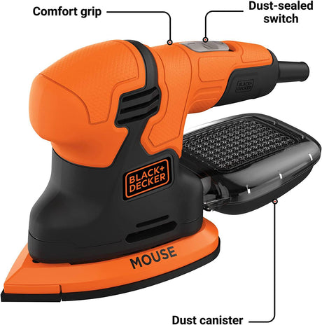 Lijadora eléctrica para detalles BLACK+DECKER MOUSE de 1,2 amperios (BDEMS200C) - DIGVICE MX