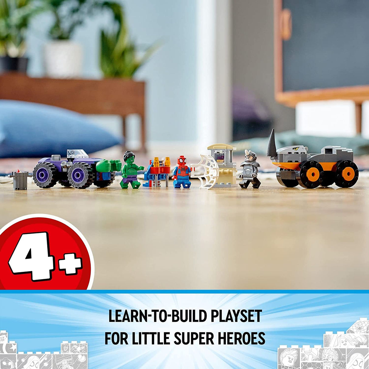 LEGO Marvel Spidey Hulk vs. Rhino Truck Showdown 10782 Juego de juguetes de construcción para niños, niños y niñas a partir de 4 años (110 piezas)